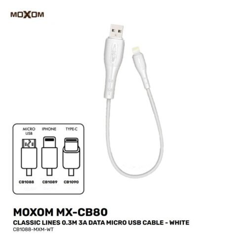MOXOM MX-CB80 Classic Lines 0.3M 3A Data Cable White